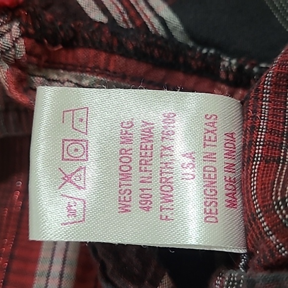 Panhandle Slim red plaid snap front shirt with rhinestone metallic detail - Picture 7 of 7
